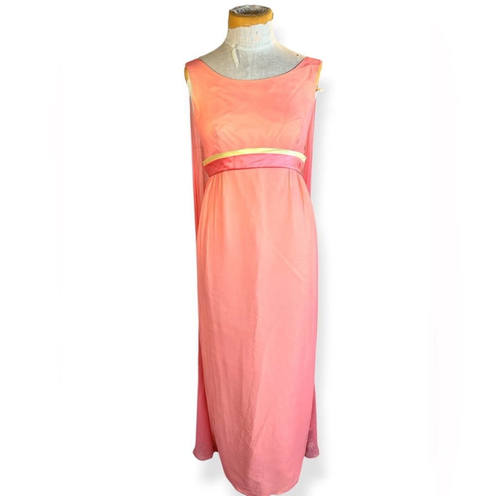 1960s Pink Chiffon Maxi Dress XS